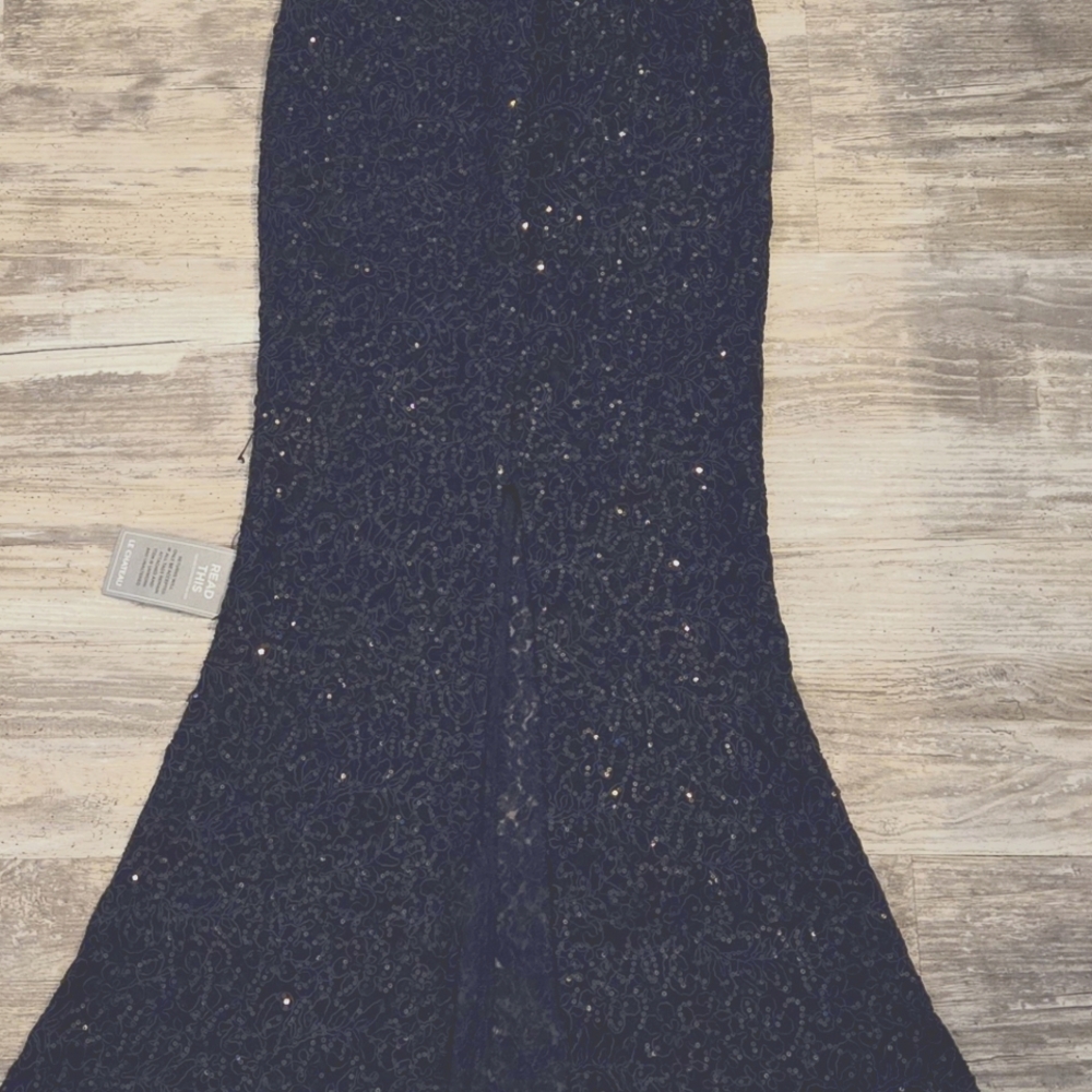 Gorgeous Navy Blue Sequin Evening Gown